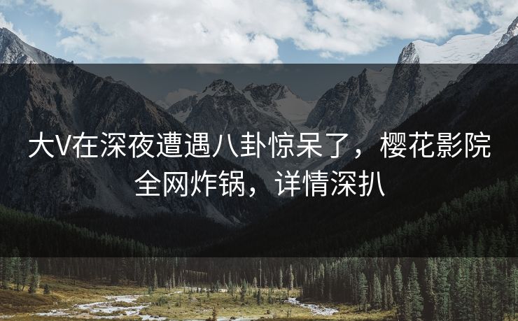 大V在深夜遭遇八卦惊呆了，樱花影院全网炸锅，详情深扒