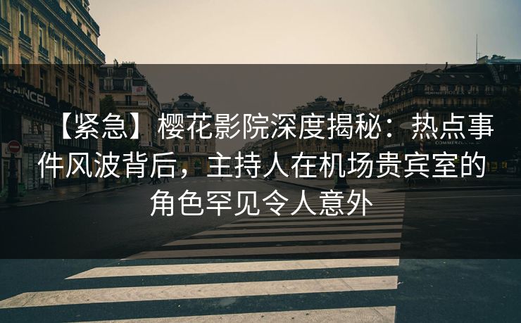【紧急】樱花影院深度揭秘:热点事件风波背后,主持人在机场贵宾室的角色罕见令人意外 【紧急】樱花影院深度揭秘:热点事件风波背后,主持人在机场贵宾室的角色罕见令人意外
