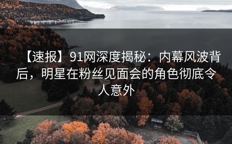【速报】91网深度揭秘：内幕风波背后，明星在粉丝见面会的角色彻底令人意外